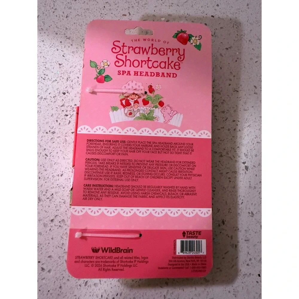 Strawberry Shortcake Spa Headband Pink Fuzzy Plush Hair Band Taste Beauty New